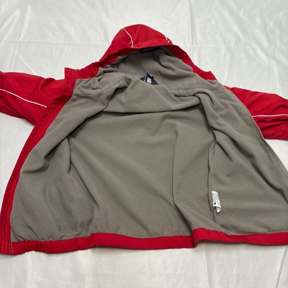 MEC Boys 4 Red Aquanator Fleece Lined Windbreaker Rain Jacket Hooded Full Zip - Picture 9 of 10